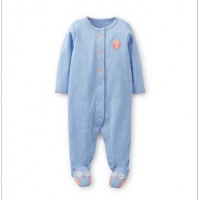 Carter's 純棉長袖包腳連身衣 - 藍貓頭鷹